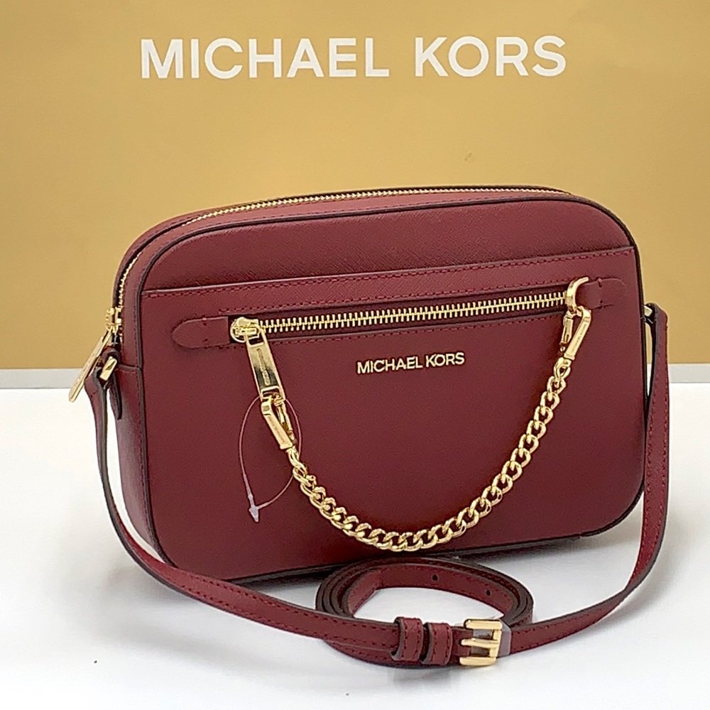 MICHAEL KORS
Large East West Saffiano Leather Crossbody Bag DARK CHERRY🍒COLOR - Picture 1 of 16